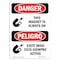 Signmission OSHA Danger Sign, This Magnet Is Always On Bilingual, 7in X 5in Decal, 5" W, 7" L, Bilingual Spanish OS-DS-D-57-VS-1705 - alternate 1